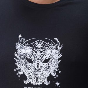 Men's Plus Size Black Regular Fit Printed T-Shirt