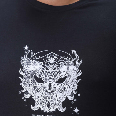 Men's Plus Size Black Regular Fit Printed T-Shirt