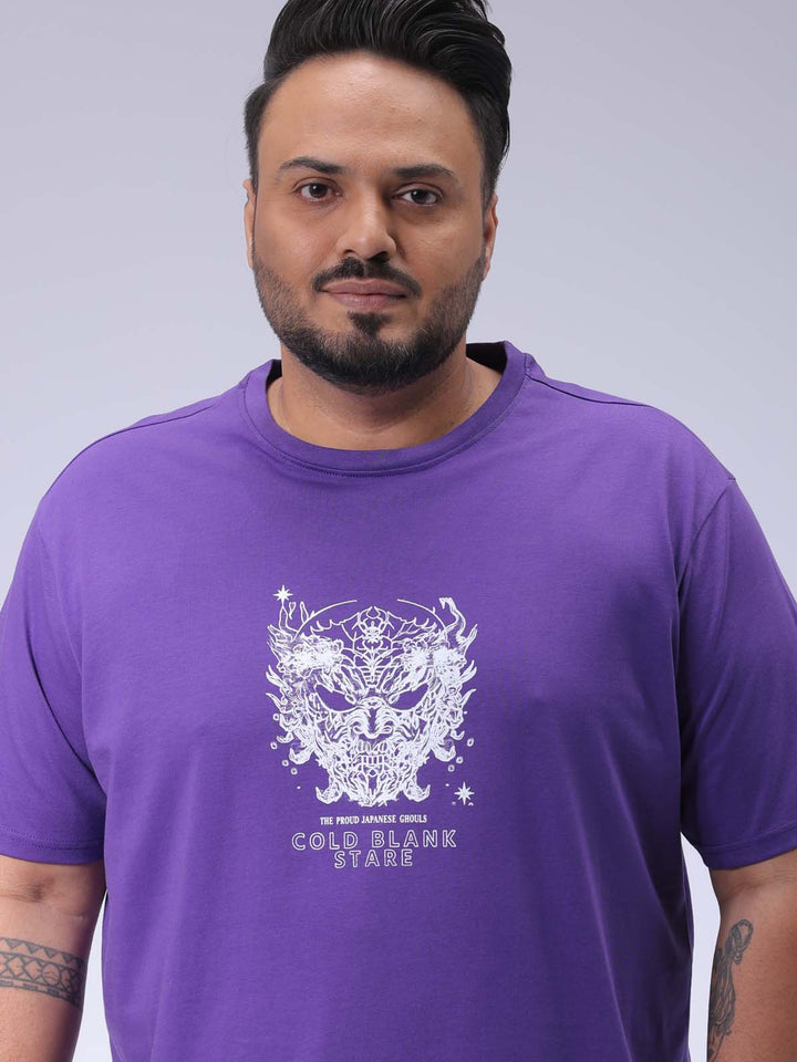 Men's Plus Size Purple Regular Fit Printed T-Shirt