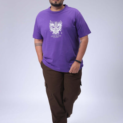Men's Plus Size Purple Regular Fit Printed T-Shirt