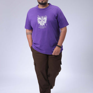 Men's Plus Size Purple Regular Fit Printed T-Shirt