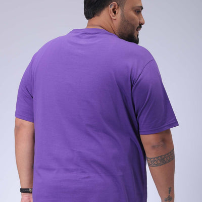 Men's Plus Size Purple Regular Fit Printed T-Shirt