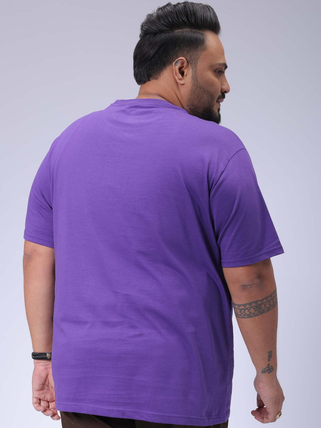 Men's Plus Size Purple Regular Fit Printed T-Shirt