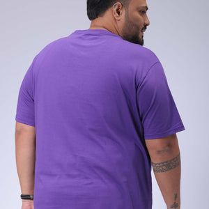 Men's Plus Size Purple Regular Fit Printed T-Shirt