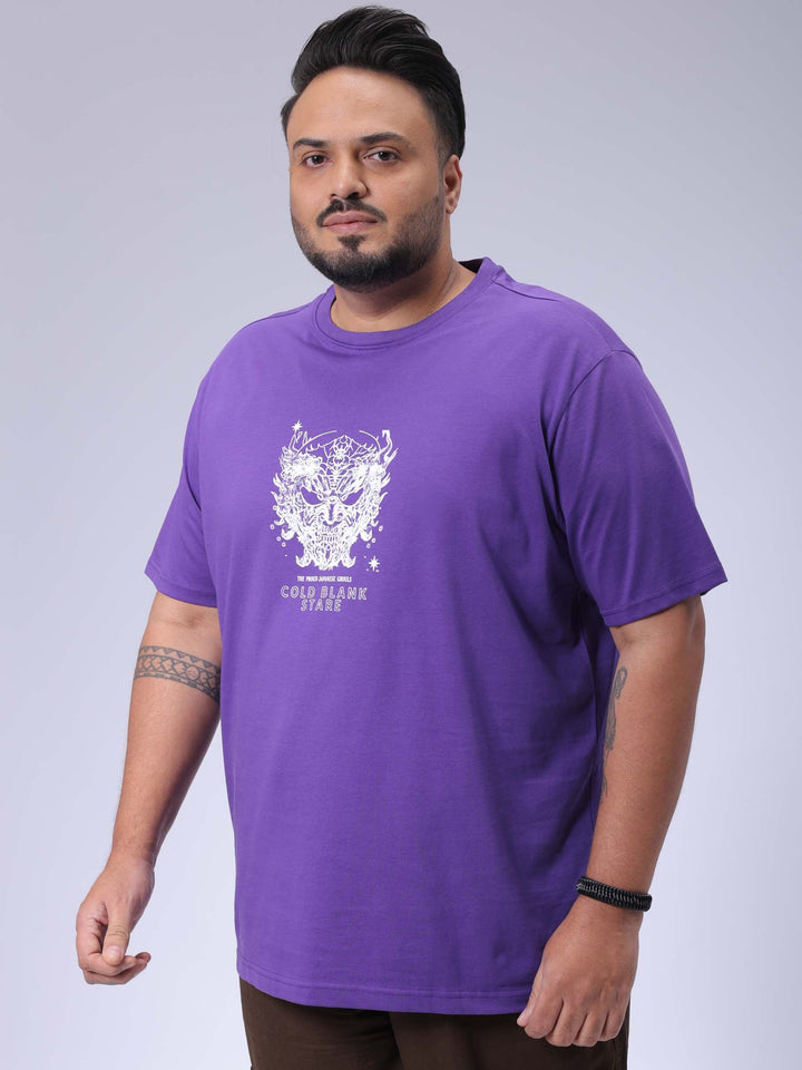 Men's Plus Size Purple Regular Fit Printed T-Shirt