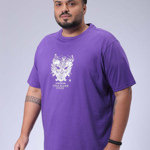 Men's Plus Size Purple Regular Fit Printed T-Shirt