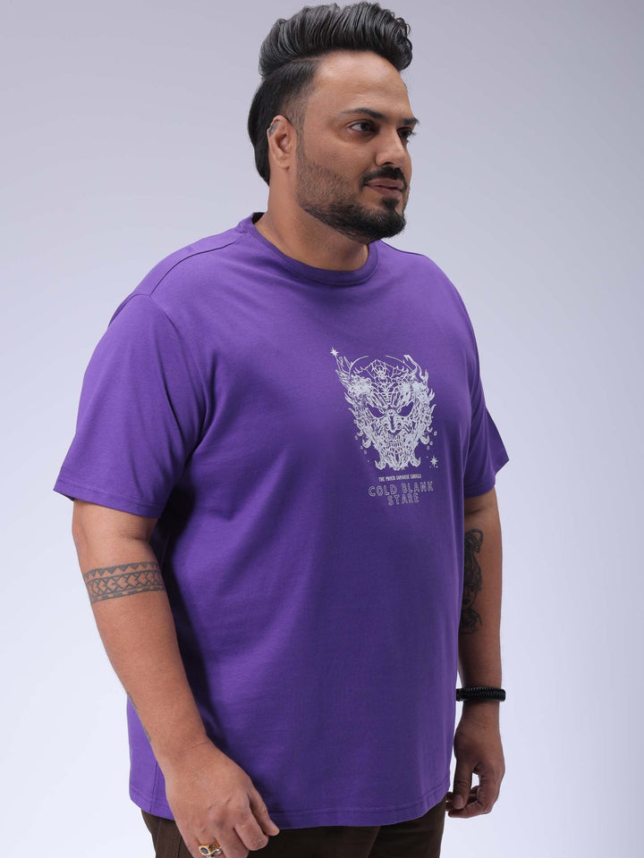 Men's Plus Size Purple Regular Fit Printed T-Shirt