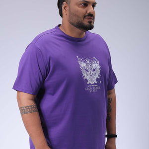 Men's Plus Size Purple Regular Fit Printed T-Shirt