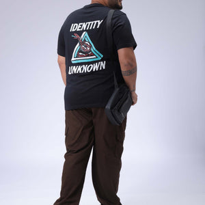 Men's Plus Size Black Regular Fit Back Printed T-Shirt
