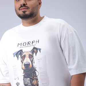Men's Plus Size White Relaxed Fit Printed T-Shirt