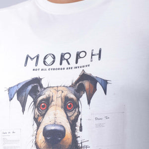 Men's Plus Size White Relaxed Fit Printed T-Shirt