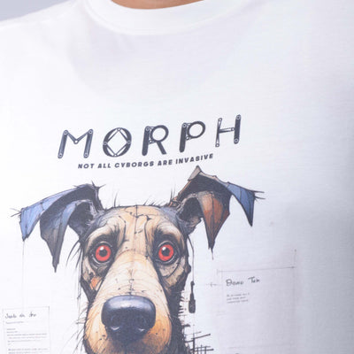 Men's Plus Size White Relaxed Fit Printed T-Shirt