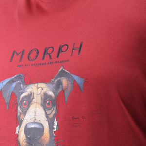 Men's Plus Size Red Relaxed Fit Printed T-Shirt