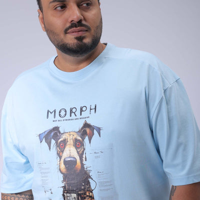 Men's Plus Size Blue Relaxed Fit Printed T-Shirt