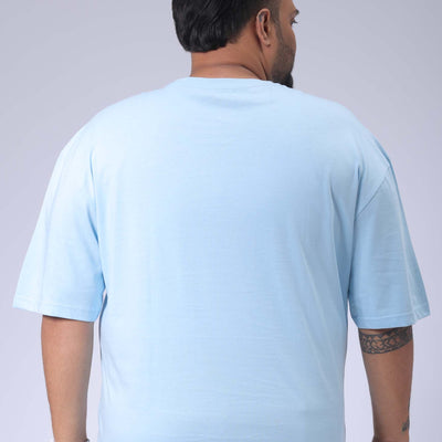 Men's Plus Size Blue Relaxed Fit Printed T-Shirt