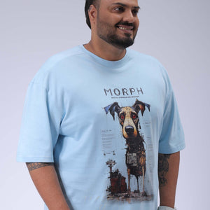 Men's Plus Size Blue Relaxed Fit Printed T-Shirt
