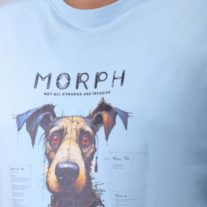 Men's Plus Size Blue Relaxed Fit Printed T-Shirt