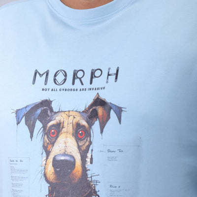 Men's Plus Size Blue Relaxed Fit Printed T-Shirt