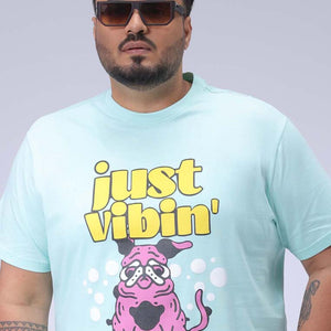 Men's Plus Size Green Regular Fit Placement Printed T-Shirt