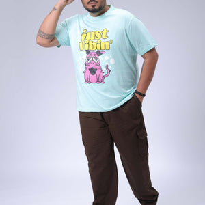 Men's Plus Size Green Regular Fit Placement Printed T-Shirt