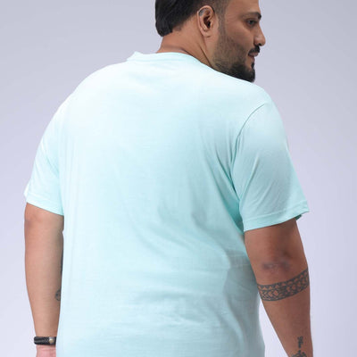 Men's Plus Size Green Regular Fit Placement Printed T-Shirt