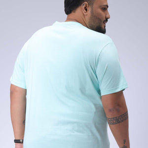 Men's Plus Size Green Regular Fit Placement Printed T-Shirt
