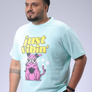 Men's Plus Size Green Regular Fit Placement Printed T-Shirt