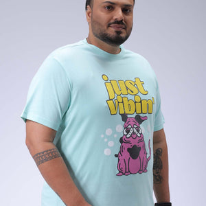 Men's Plus Size Green Regular Fit Placement Printed T-Shirt