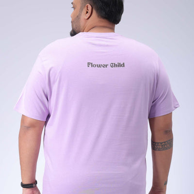 Men's Plus Size Lavender Regular Fit Placement Print T-Shirt