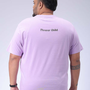 Men's Plus Size Lavender Regular Fit Placement Print T-Shirt