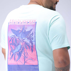 Men's Plus Size Green Regular Fit Back Printed T-Shirt