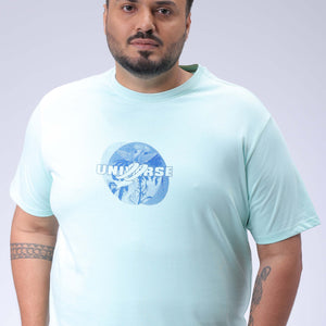 Men's Plus Size Green Regular Fit Back Printed T-Shirt