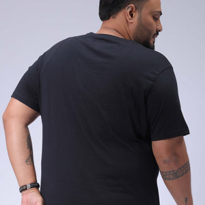 Men's Plus Size Black Regular Fit Printed T-Shirt