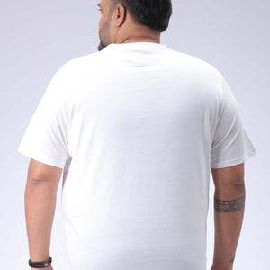 Men's Plus Size White Regular Fit Printed T-Shirt