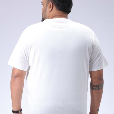 Men's Plus Size White Regular Fit Printed T-Shirt