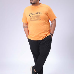 Men's Plus Size Orange Regular Fit Printed T-Shirt