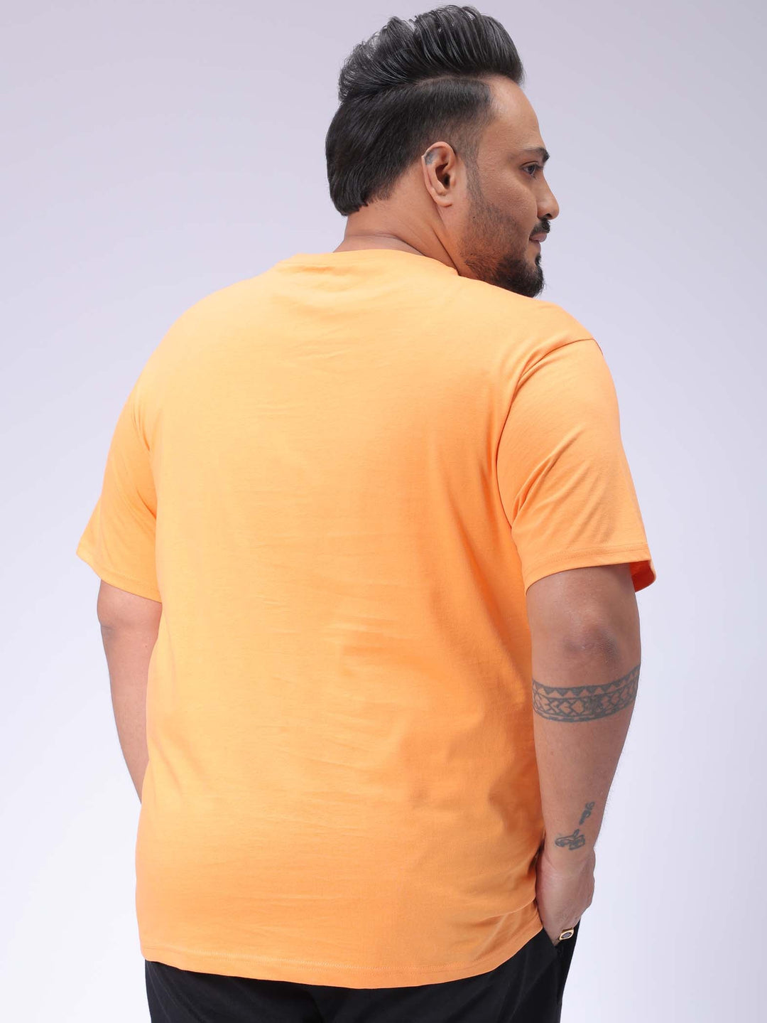 Men's Plus Size Orange Regular Fit Printed T-Shirt