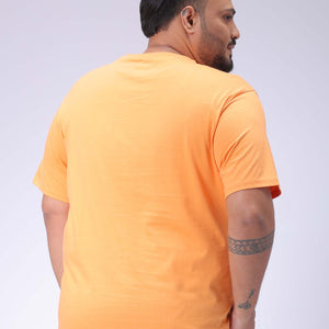 Men's Plus Size Orange Regular Fit Printed T-Shirt