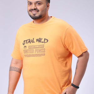 Men's Plus Size Orange Regular Fit Printed T-Shirt