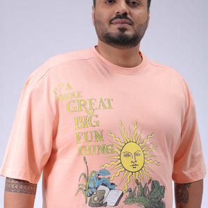 Men's Plus Size Peach Relaxed Fit Printed T-Shirt