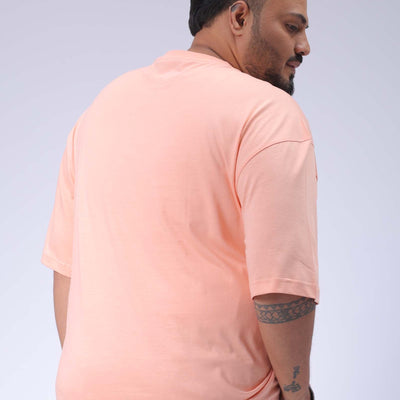 Men's Plus Size Peach Relaxed Fit Printed T-Shirt