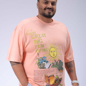 Men's Plus Size Peach Relaxed Fit Printed T-Shirt