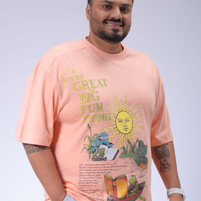 Men's Plus Size Peach Relaxed Fit Printed T-Shirt