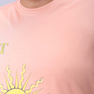 Men's Plus Size Peach Relaxed Fit Printed T-Shirt