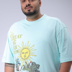 Men's Plus Size Green Relaxed Fit Printed T-Shirt