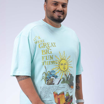 Men's Plus Size Green Relaxed Fit Printed T-Shirt