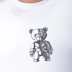 Men's Plus Size White Relaxed Fit Printed T-Shirt