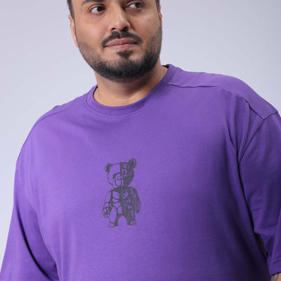 Men's Plus Size Purple Relaxed Fit Printed T-Shirt