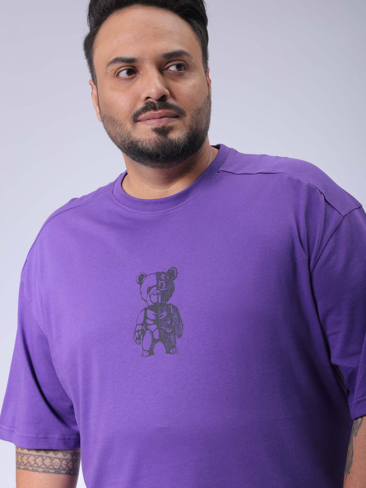 Men's Plus Size Purple Relaxed Fit Printed T-Shirt