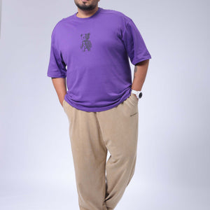 Men's Plus Size Purple Relaxed Fit Printed T-Shirt